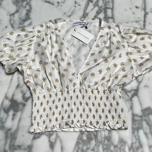 Faithfull The Brand Alba SmockedCotton Top SM NWT